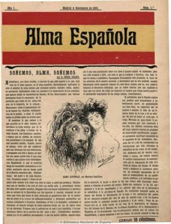 Титульна сторінка і передовиця першого номеру журналу Іспанська душа
